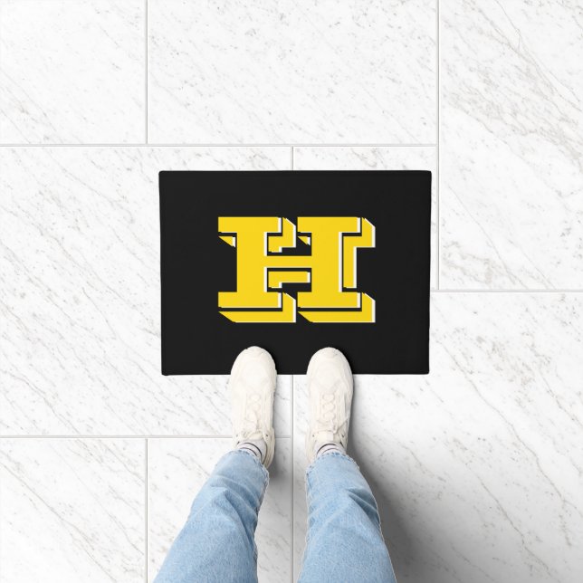 Felpudo Black and Gold School Pride Color Style Monogram (Interior)