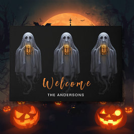 Felpudo Black Boos & Brews Fantasma Halloween