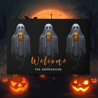 Felpudo Black Boos & Brews Fantasma Halloween