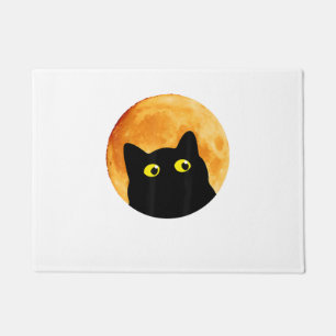 Felpudo Black Cat Halloween Design Funny Cat Halloween