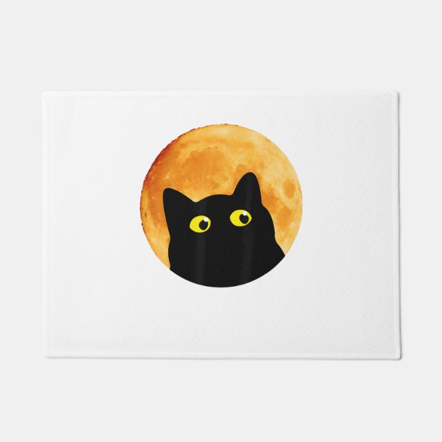 Felpudo Black Cat Halloween Design Funny Cat Halloween (Anverso)