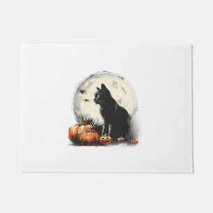 Felpudo Black Cat Halloween Spookan Moon Artwork Pumpkin S