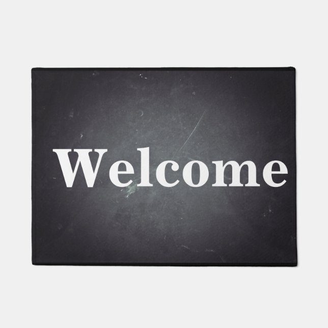 Felpudo Black Chalkboard Bienvenida moderna personalizada (Anverso)