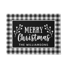 Black Check Merry Christmas Farmhouse Door