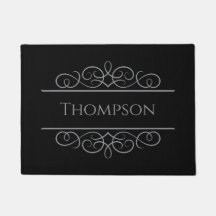 Black Elegant Personalizado Door Mat