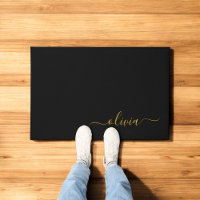 Black Gold Modern Script Girly Monograma Nombre