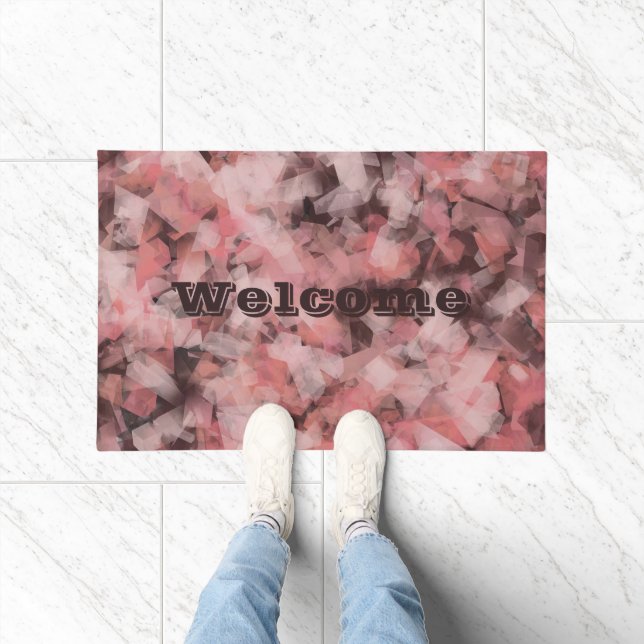 Felpudo Black Gray Pink White Modern Geometric Abstract (Interior)