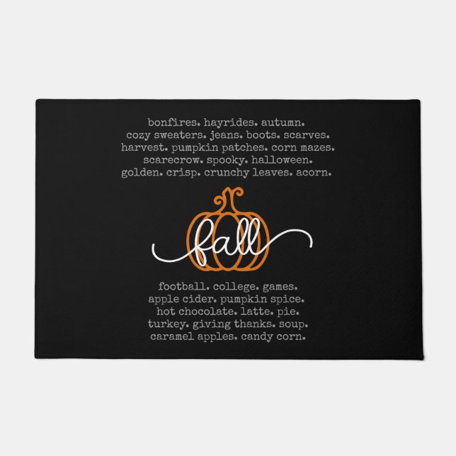 Felpudo Black Hello Fall Definition Wormpkin Autumn (Anverso)