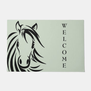 Felpudo Black Horse Head Green