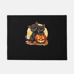 Felpudo Black Kitten Gats Calabaza Halloween Jack O Lanter