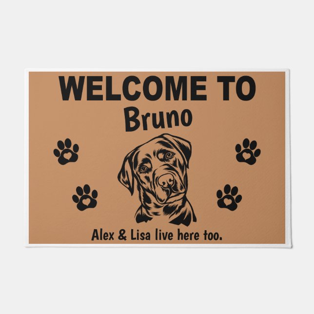 Felpudo Black Labrador Lab Welcome Personalized Custom (Anverso)