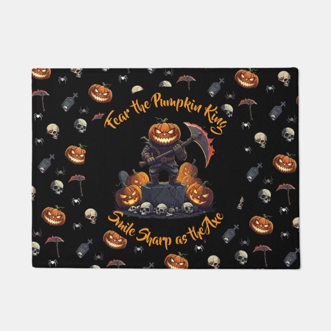 Felpudo 🖤 Black Pumpkin King Halloween Doormat 🎃 (Anverso)