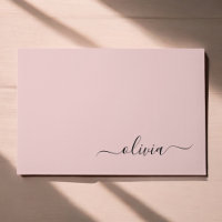 Black Rubor Pink Modern Script Girly Monograma Nom