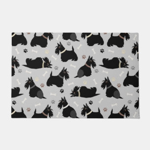 Felpudo Black Scottish Terrier Paws and Bones Doormat