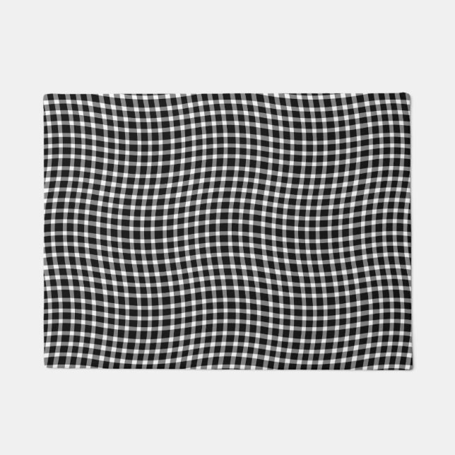 Felpudo Black White Plaid Checker Seamless Pattern (Anverso)