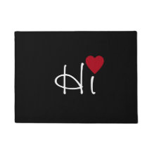Blanco Hola con Corazón Rojo Oscuro sobre Negro