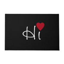 Blanco Hola con Corazón Rojo Oscuro sobre Negro