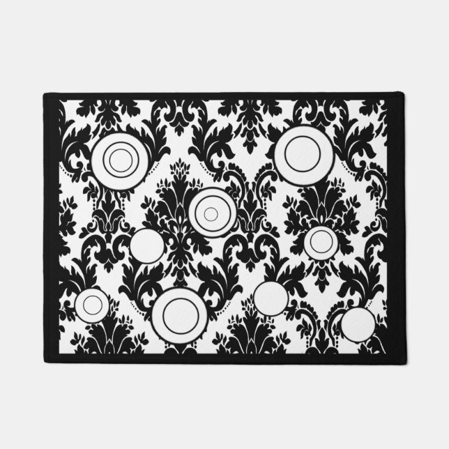 Felpudo blanco negro doormat con círculos (Anverso)