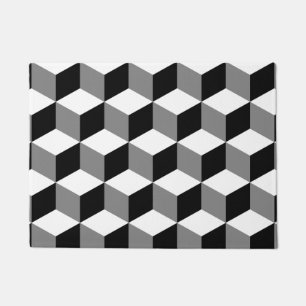 Felpudo Blanco y gris del negro del modelo del cubo