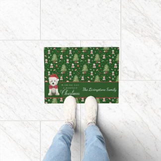 Felpudo Blancos Westie Navidad Caprichoso