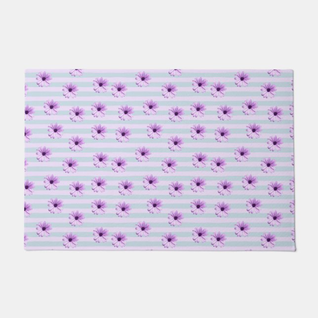Felpudo blue and purple striped daisy pattern (Anverso)