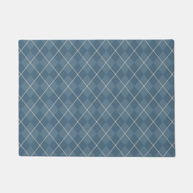 Felpudo Blue Argyle Welcome Doormat (Anverso)