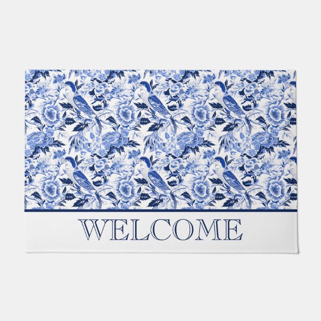 Felpudo Blue Bird Chinoiserie Welcome (Anverso)