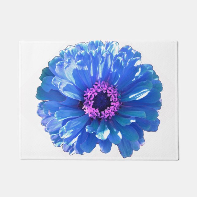 Felpudo Blue Daisy, flor azul, floral azul (Anverso)