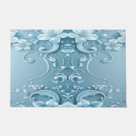 Felpudo Blue Decorative Floral Doormat