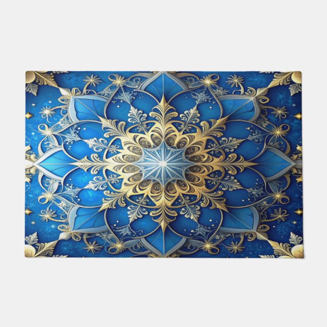 Felpudo Blue Decorative Holiday Doormat (Anverso)