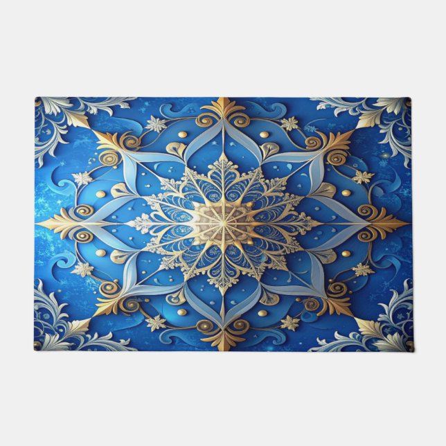 Felpudo Blue Decorative Holiday Doormat (Anverso)