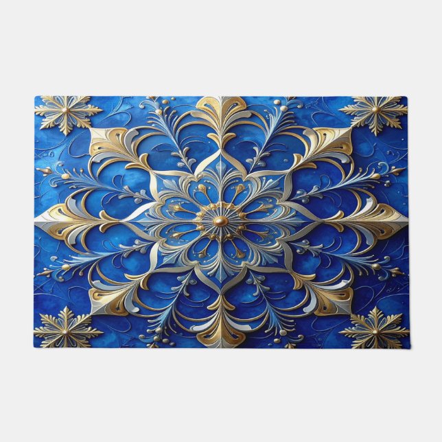 Felpudo Blue Decorative Holiday Doormat (Anverso)