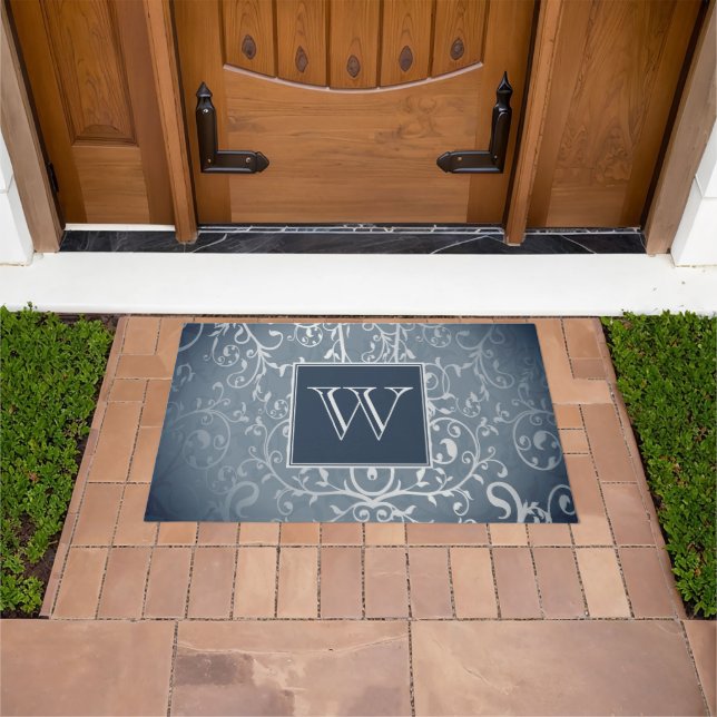 Felpudo Blue Elegant Flourier Monograma Doormat (Exterior)