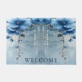 Felpudo Blue Flowers and Pearls Doormat
