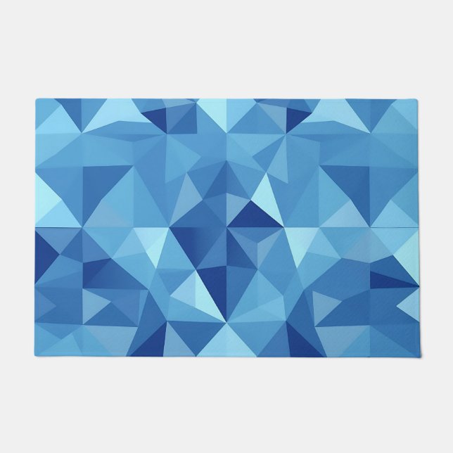 Felpudo Blue Geometric Mosaic Tile Pattern (Anverso)