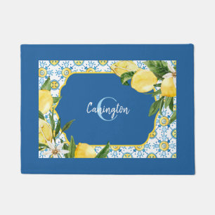 Felpudo Blue Mediterranean Lemon Name New Home Doormat