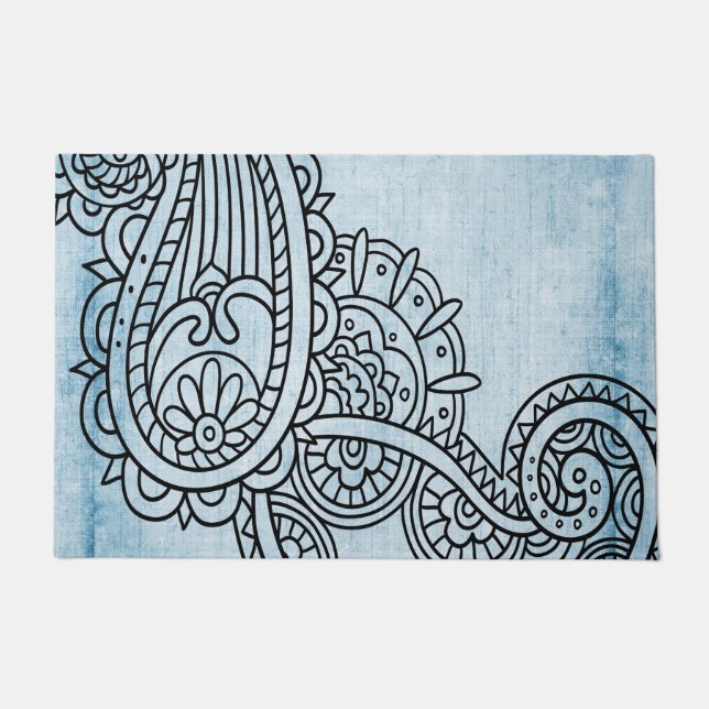 Felpudo Blue Mehndi Motif Doormat (Anverso)
