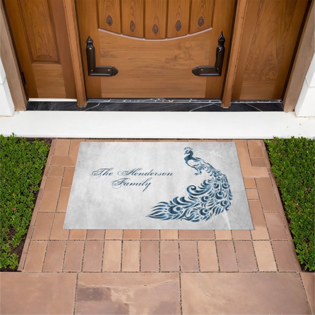 Felpudo Blue Peacock Personalizado Door Mat (Exterior)