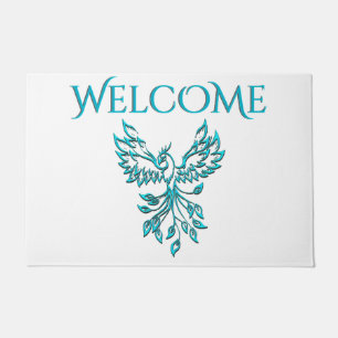 Felpudo Blue Phoenix se eleva en la bienvenida blanca
