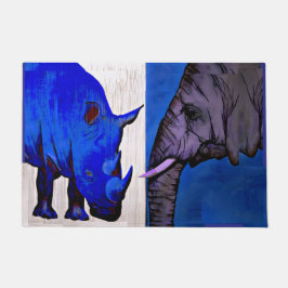 Felpudo Blue Rhino and Elephant feng shui rug mat 