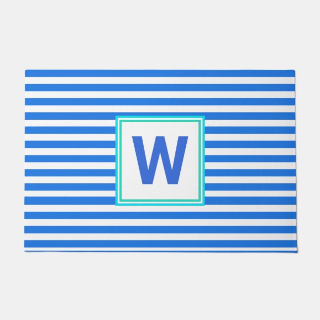 Felpudo Blue Striped Monogramed (Anverso)