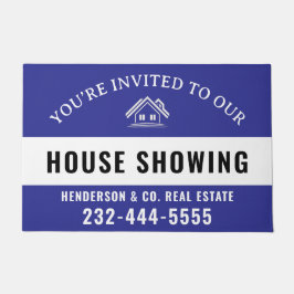 Felpudo Blue Welcome Open House Custom doormat