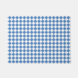 Felpudo Blue White Checker Diamond Pattern