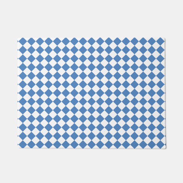 Felpudo Blue White Checker Diamond Pattern (Anverso)