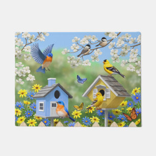Felpudo Bluebirds Goldfinches Birdhouses Flower Garden