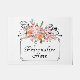 Felpudo Boda de signos colgantes de flores de Victoria