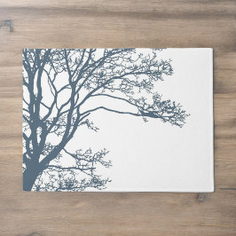Felpudo Boho de árbol único azul