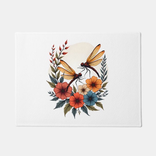 Felpudo Boho Floral Dragonfly (Anverso)