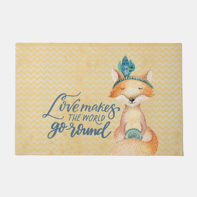 Felpudo Boho Fox Love Cita Front Doormat (Anverso)