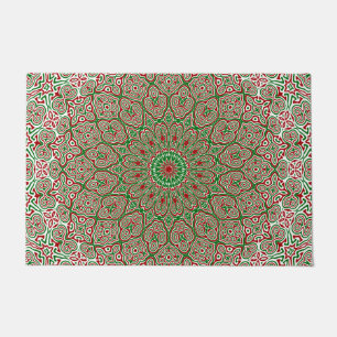 Felpudo Boho Hippie Funky Trippy Ornate Mandala de Navidad